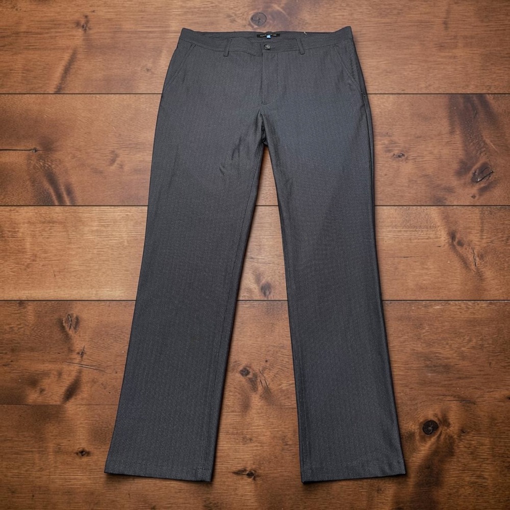 NEW Vince Camuto Mens Grey Micro Pattern Slim Fit Dress Pants 34W 32L Stretch